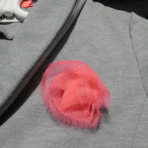 H&M | 7-8 years | Grey Dress Jacket | Button-Up Front | Pink Flower and Bow - Picture 9 of 15